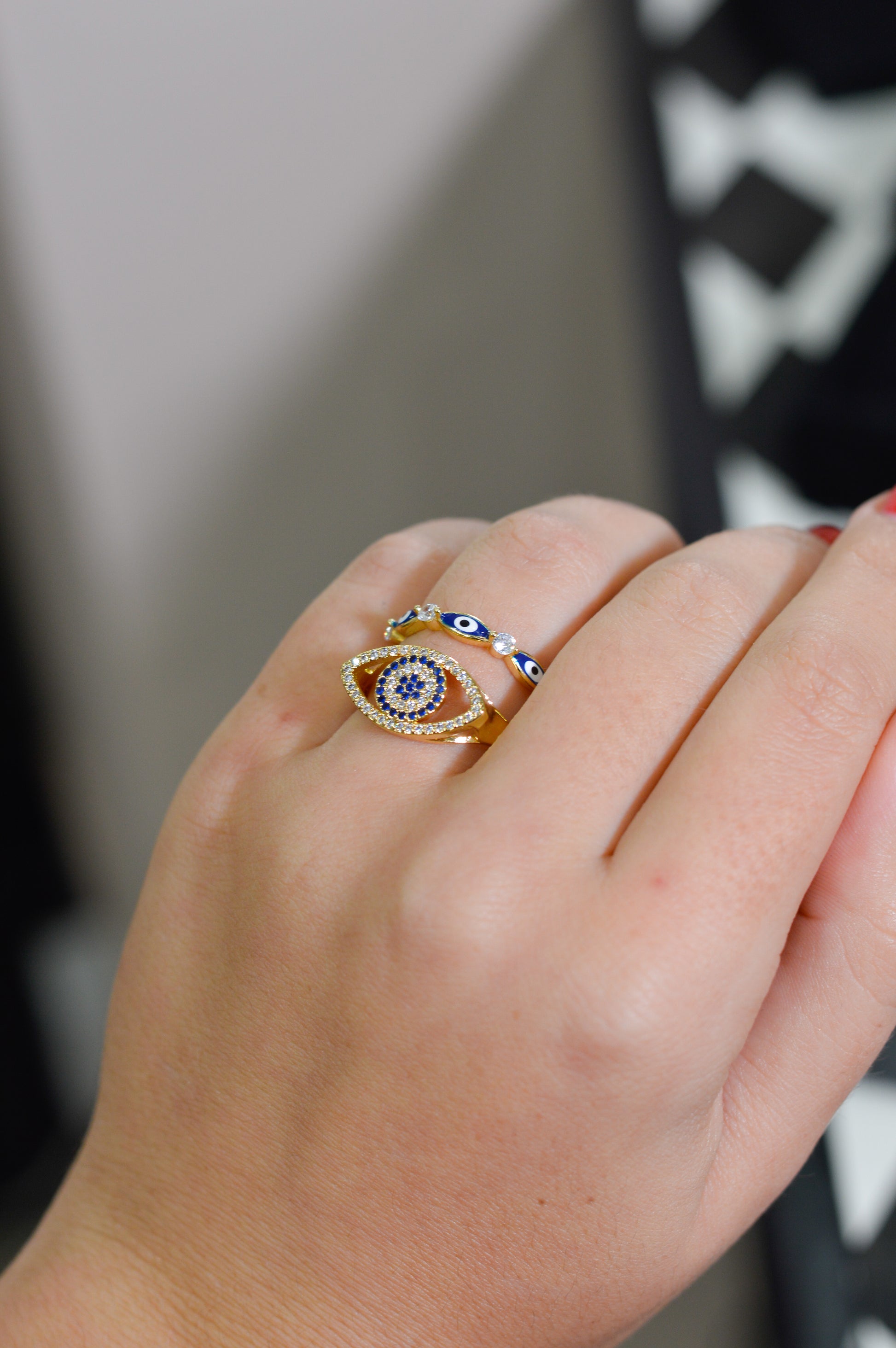 Sterling silver plated gold evil eye ring 