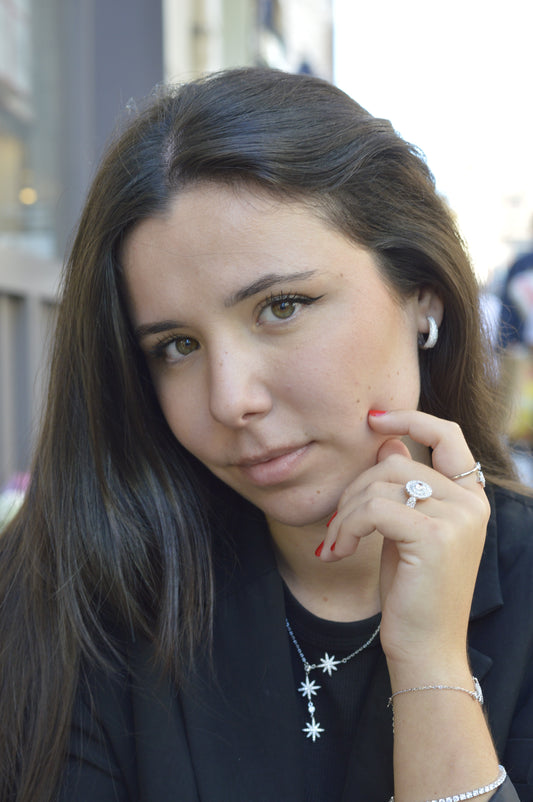 silver earrings with zirconia stones